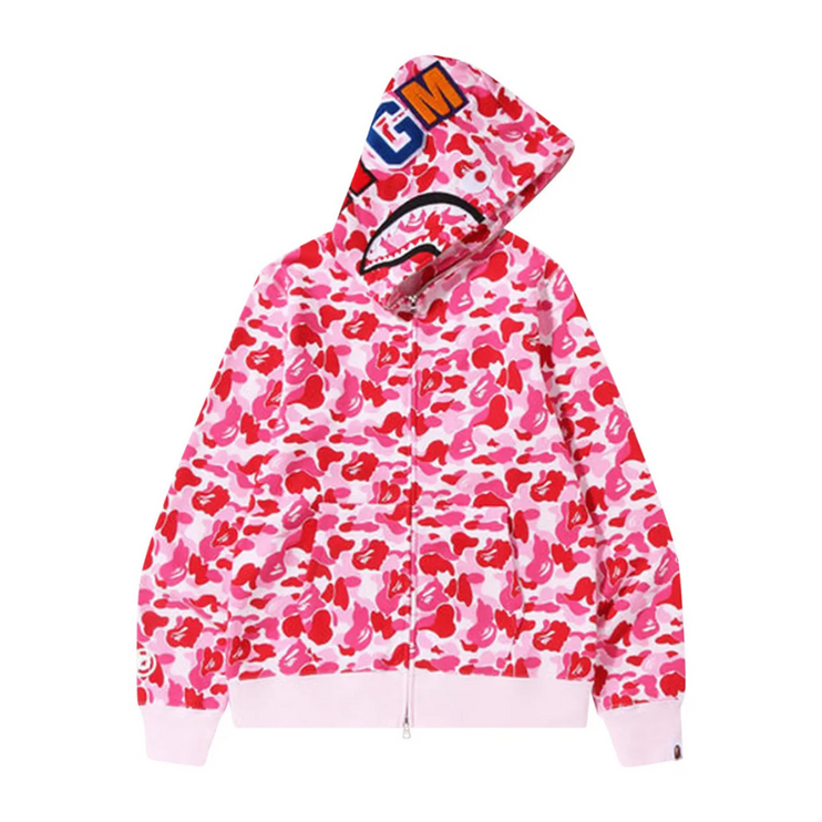 BAPE ABC Camo Shark Full Zip Hoodie 'Pink'