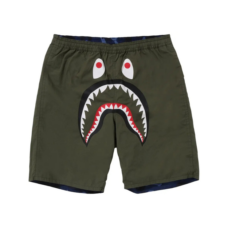 BAPE Color Camo Shark Reversible Shorts 'Navy'