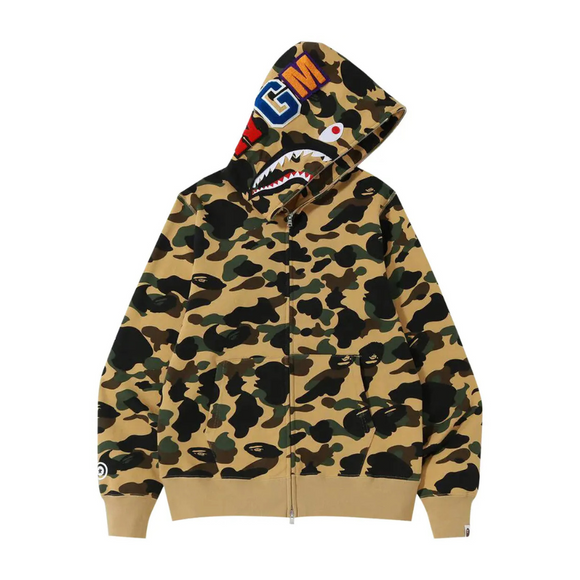 BAPE 1st Camo Shark Full Zip Hoodie 'Yellow'
