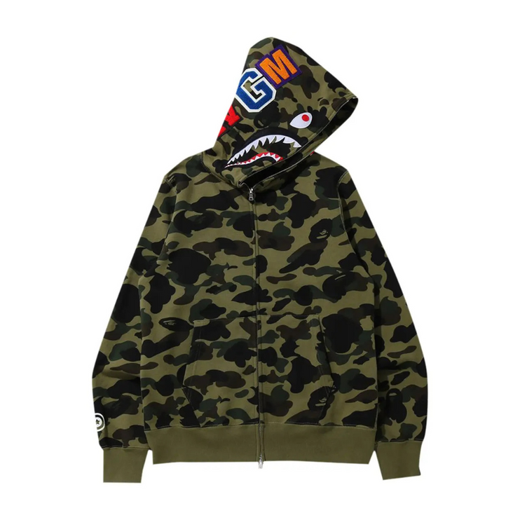 BAPE 1st Camo Shark Full Zip Hoodie 'Green'