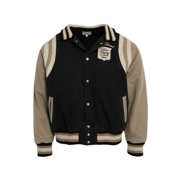 Rhude Washed Canvas Varsity Jacket 'Black/Khaki'