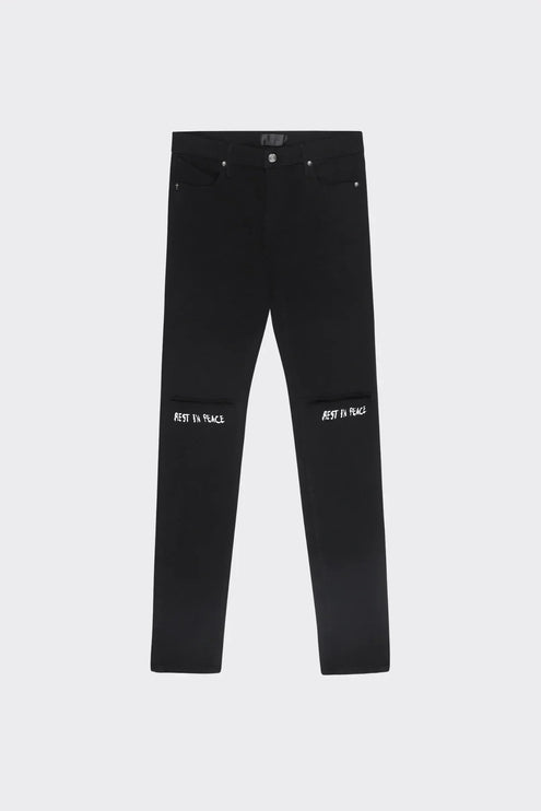 RTA - Bryant Skinny Jean | Black Rest In Peace black/white