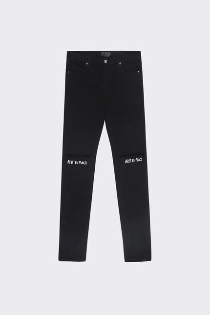 RTA - Bryant Skinny Jean | Black Rest In Peace black/white