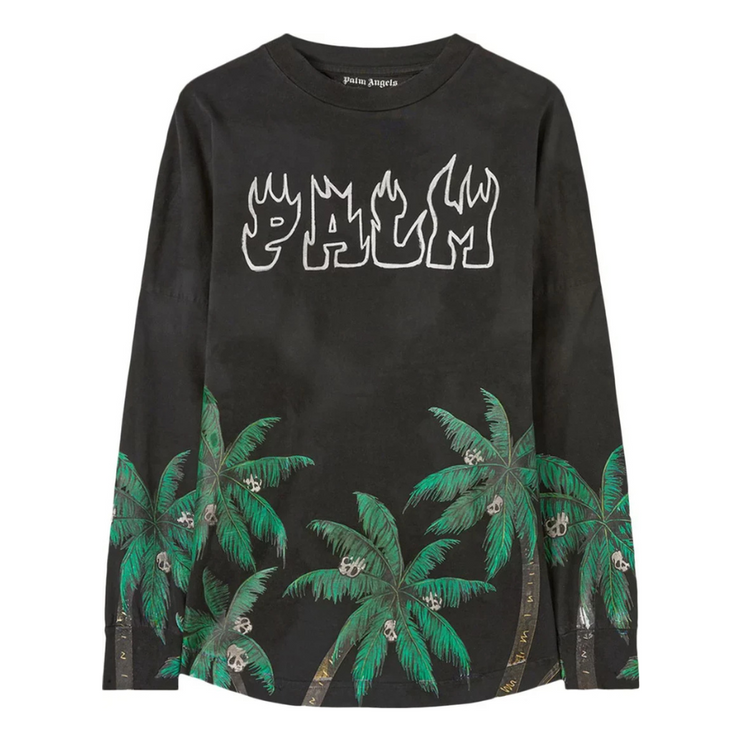 Palm Angels Palms And Skull Over Tee Long-Sleeve 'Black/Green'