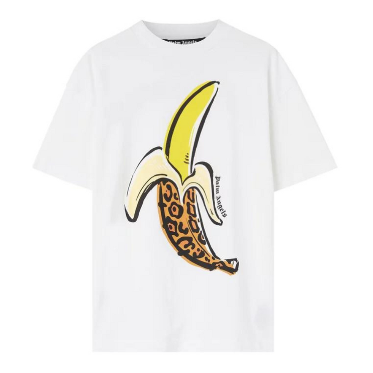 Palm Angels Banana Printed Classic T-Shirt - White/Yellow