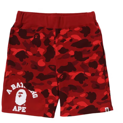 BAPE Color Camo Cutting Sweat Shorts 'Red'