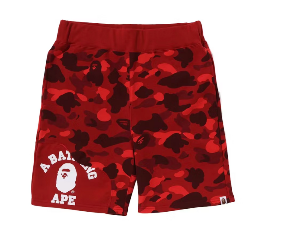 BAPE Color Camo Cutting Sweat Shorts 'Red'