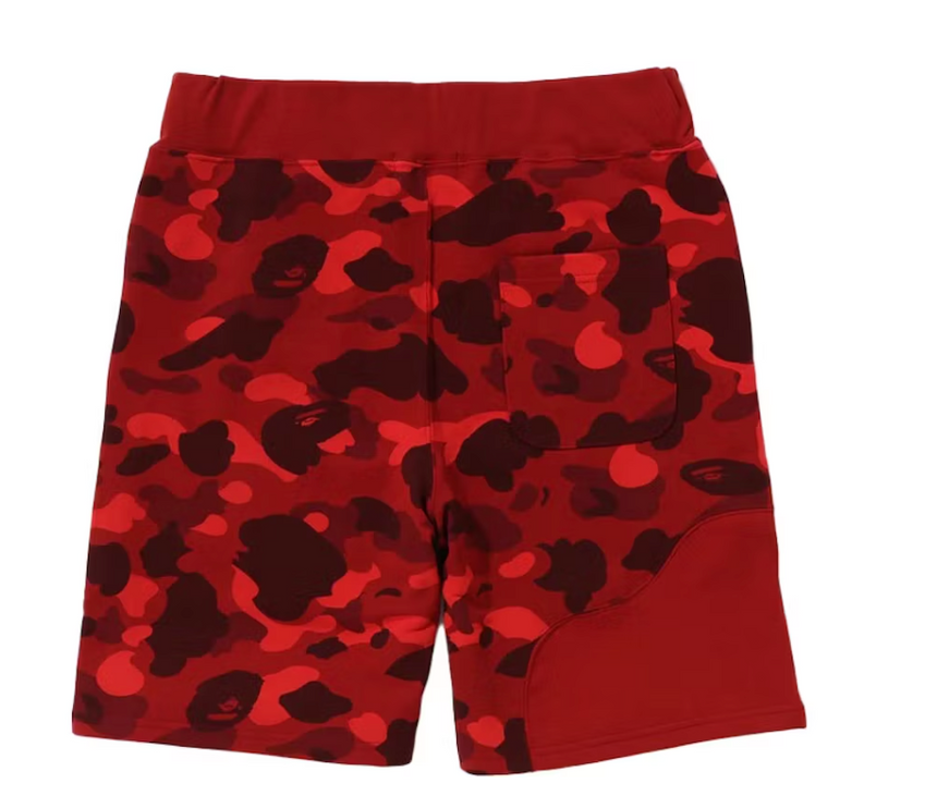 BAPE Color Camo Cutting Sweat Shorts 'Red'