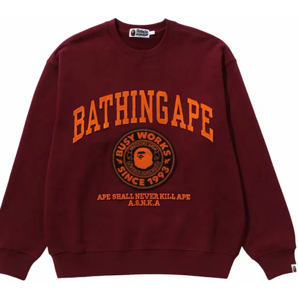 BAPE College Graphic Crewneck Burgundy