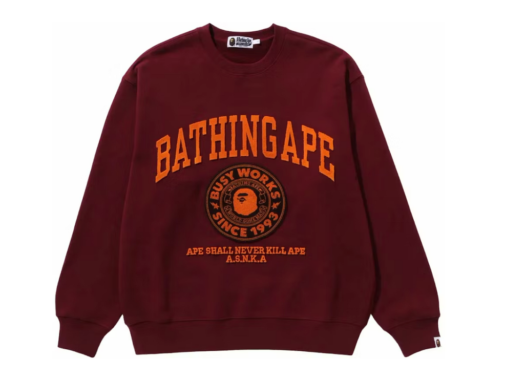 BAPE College Graphic Crewneck Burgundy