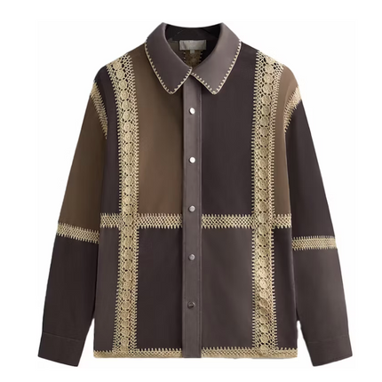 Kith - Suede Combo Boxy Collared Overshirt - Hematite