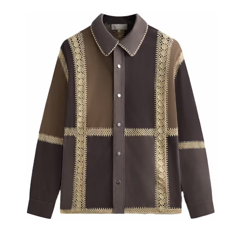 Kith - Suede Combo Boxy Collared Overshirt - Hematite