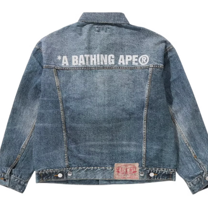 BAPE Fake Print Denim Jacket Light Indigo