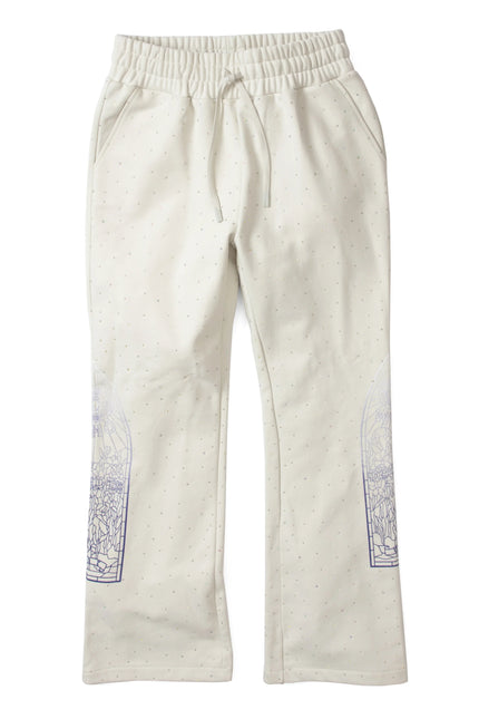 Who Decides War Rhinestone Sweatpants - White