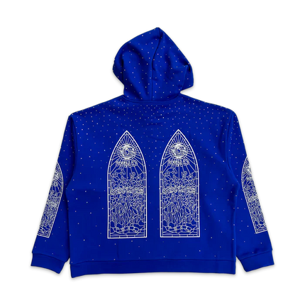 Who Decides War Rhinestone Hoodie - Indigo