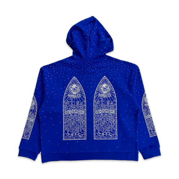 Who Decides War Rhinestone Hoodie - Indigo