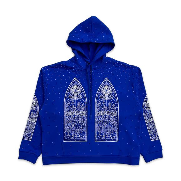 Who Decides War Rhinestone Hoodie - Indigo