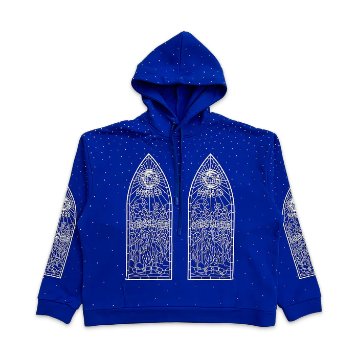 Who Decides War Rhinestone Hoodie - Indigo